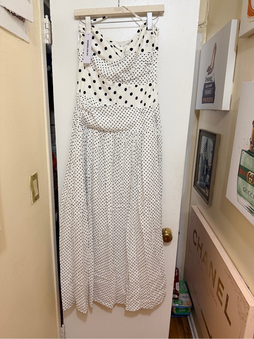 Princess Polly Lower Impact Polka Dot Halter Maxi Dress White Black NWT Size 12 - Picture 2 of 16